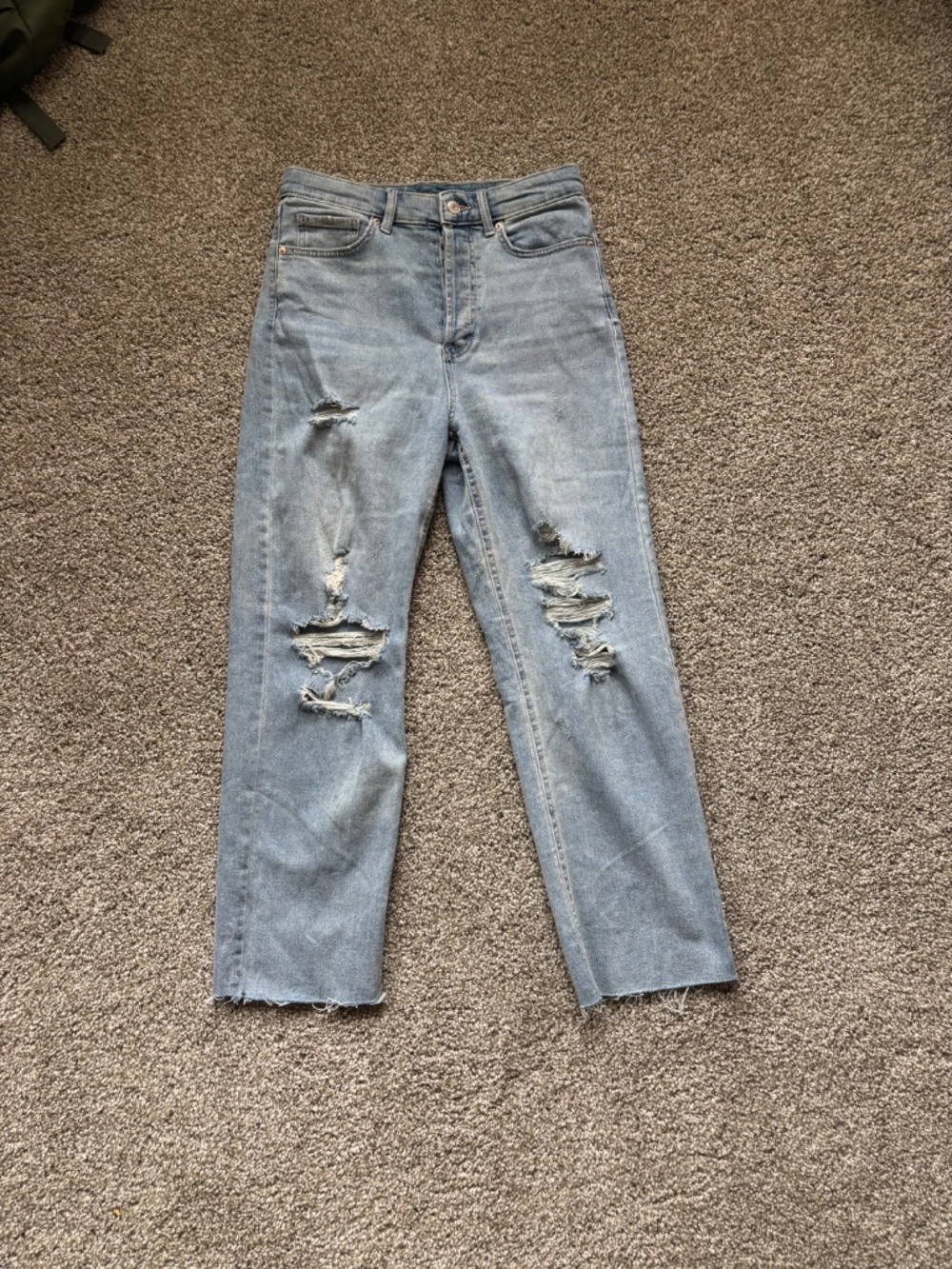 High Rise Straight Jeans Light Wash Distressed Size 6
